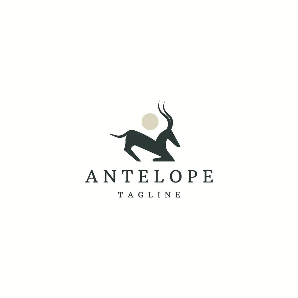 modelo de design de ícone de logotipo animal antílope ilustração vetorial plana vetor