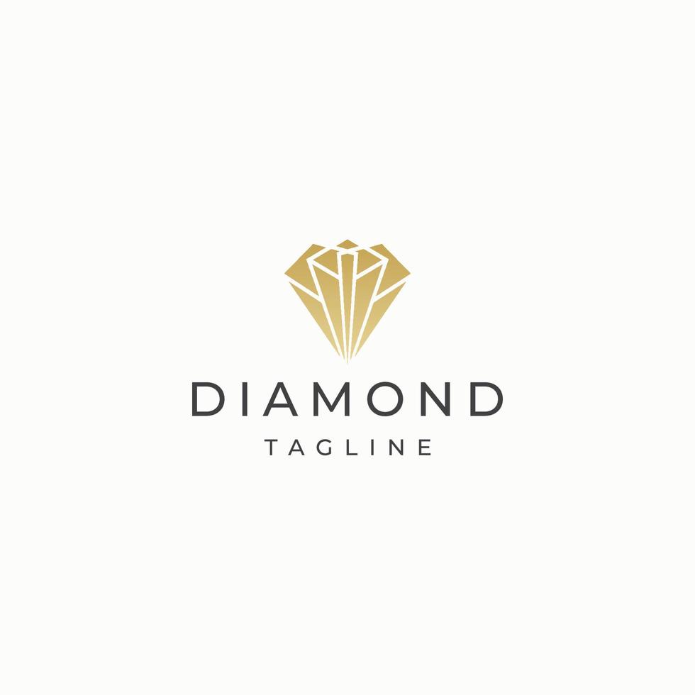 modelo de design de ícone de logotipo de pedra de diamante luxuoso vetor plano