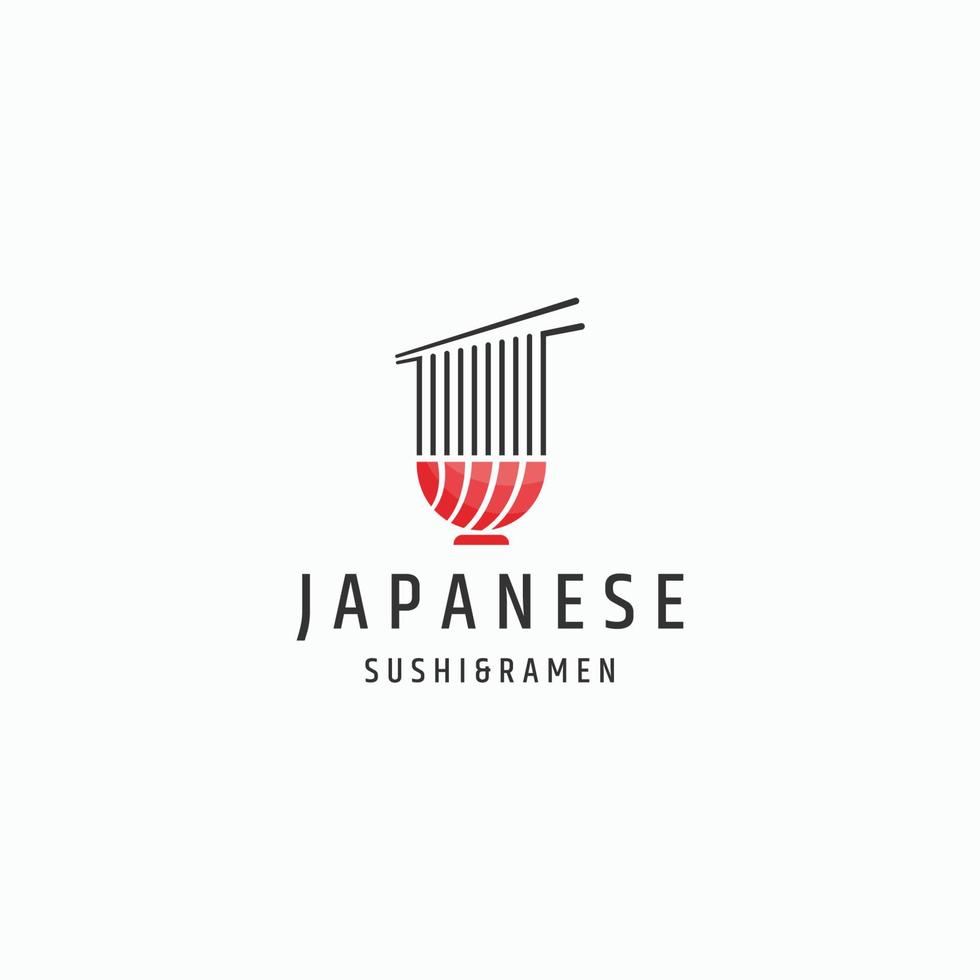 vetor de modelo de design de ícone de logotipo de forma de sushi de macarrão e tigela