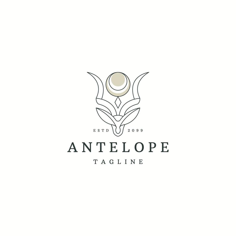 modelo de design de ícone de logotipo animal antílope ilustração vetorial plana vetor