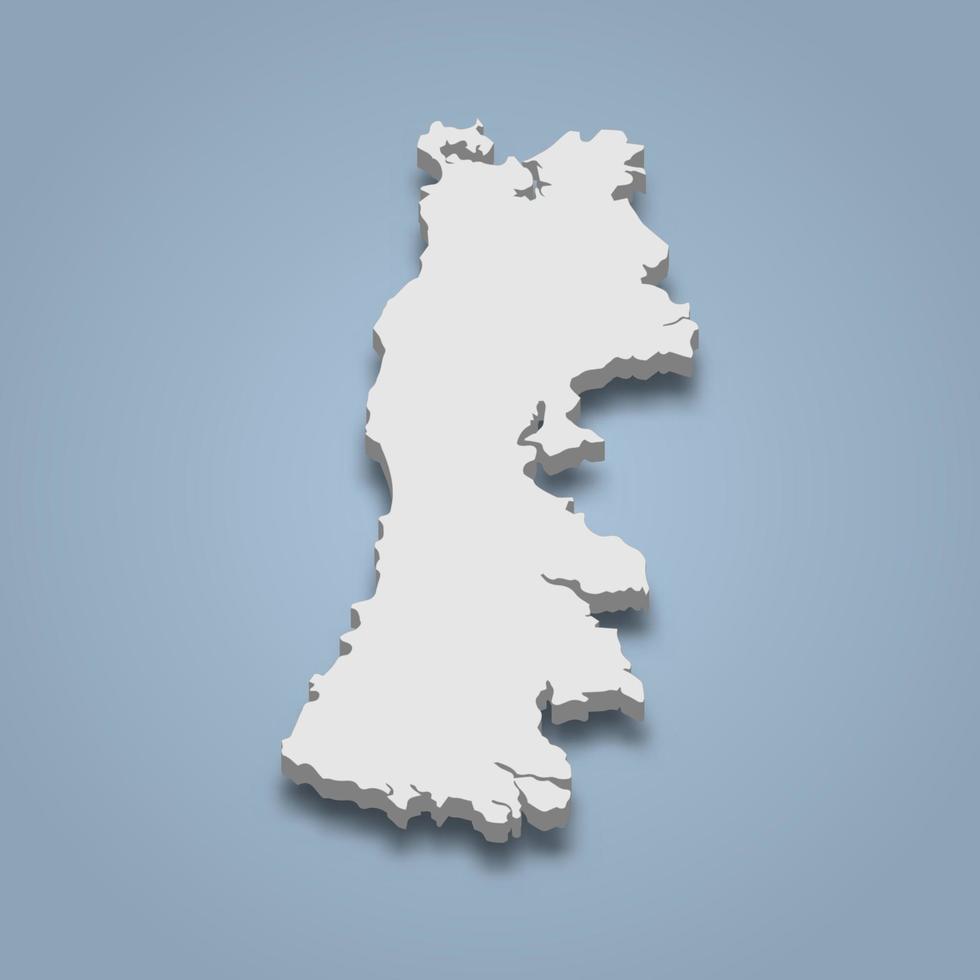 3d mapa isométrico de chiloe é uma ilha no chile vetor