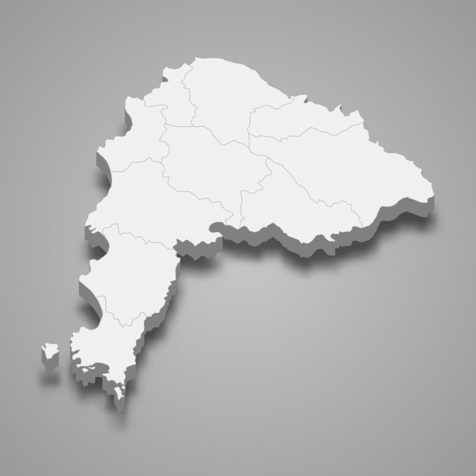 o mapa 3d de chonburi é uma província da tailândia vetor