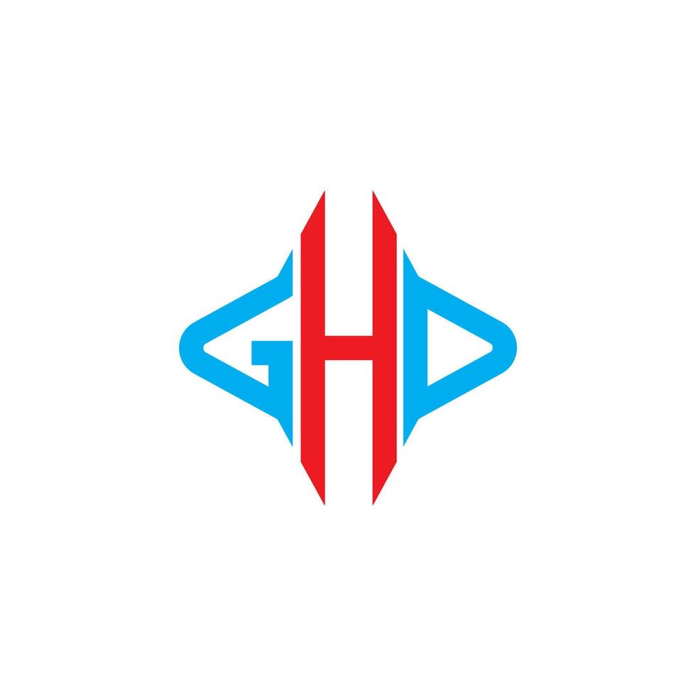 design criativo do logotipo da carta ghd com gráfico vetorial vetor