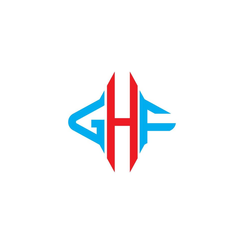 design criativo do logotipo da carta ghf com gráfico vetorial vetor