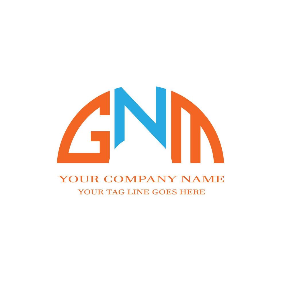 design criativo do logotipo da carta gnm com gráfico vetorial vetor