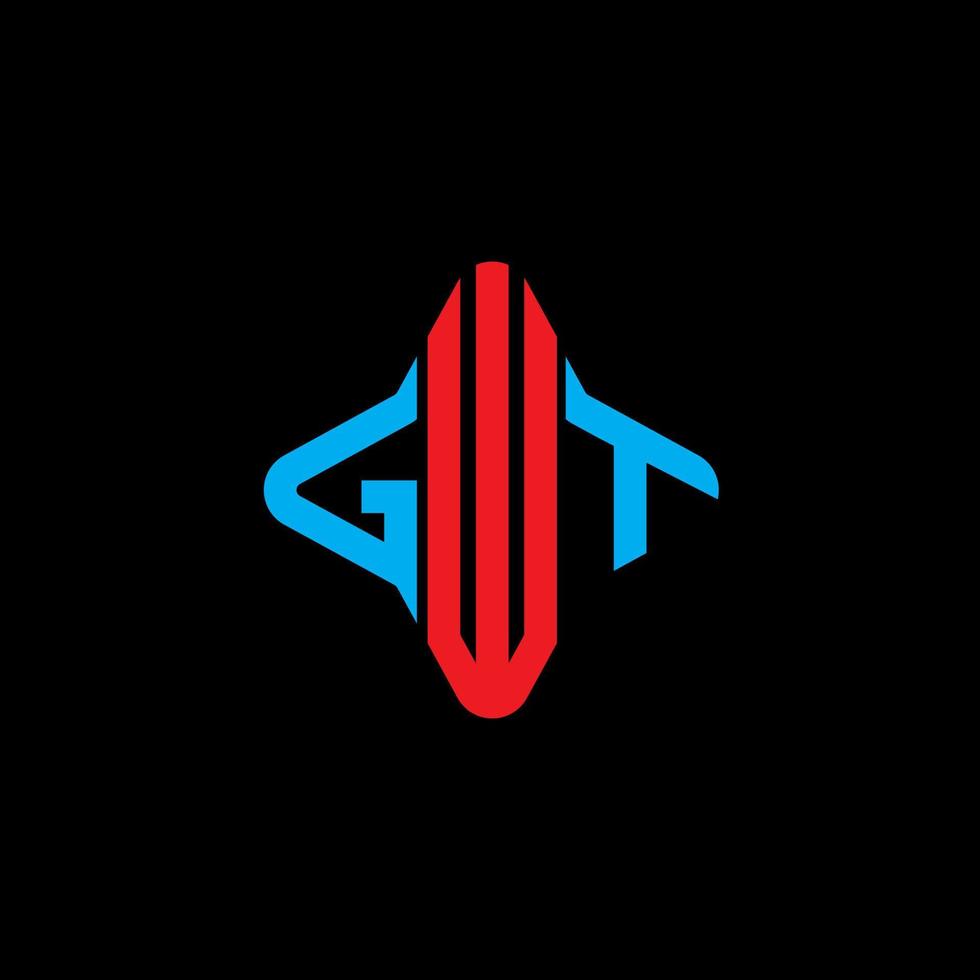 design criativo do logotipo da carta gwt com gráfico vetorial vetor