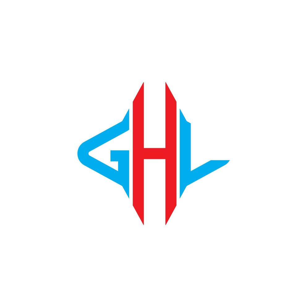 design criativo do logotipo da carta ghl com gráfico vetorial vetor