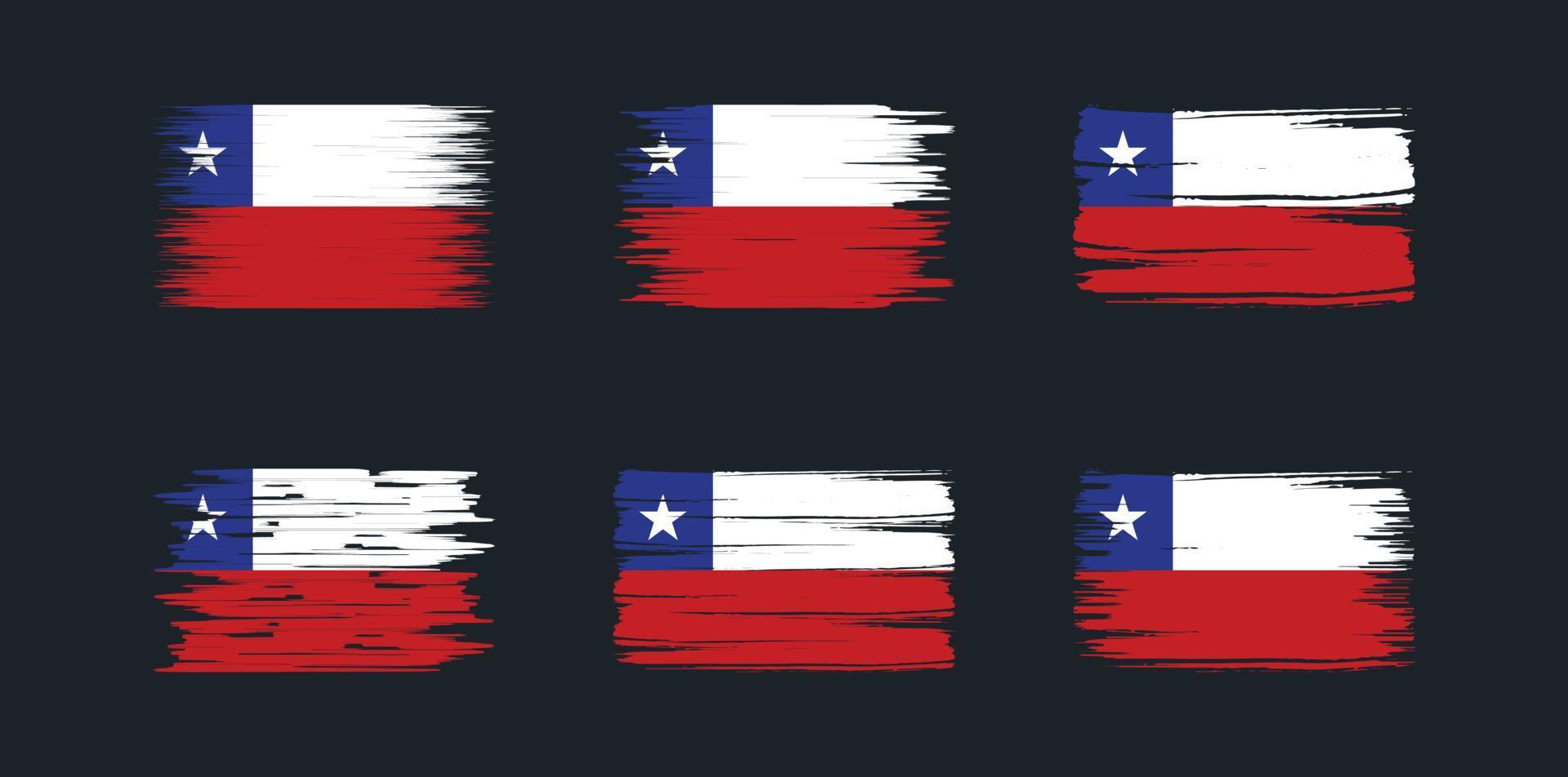 coleção de escova de bandeira do chile. bandeira nacional vetor