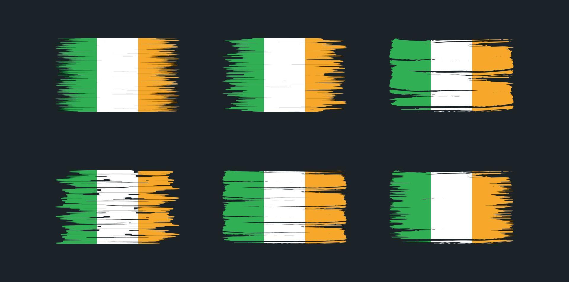 coleção de escova de bandeira da irlanda. bandeira nacional vetor