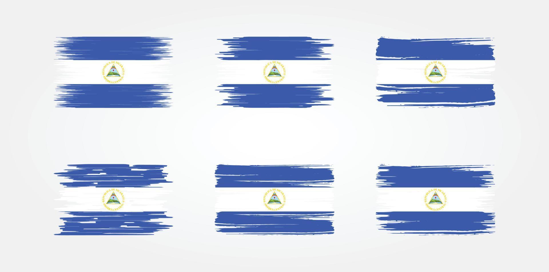 coleção de bandeiras da nicarágua. bandeira nacional vetor