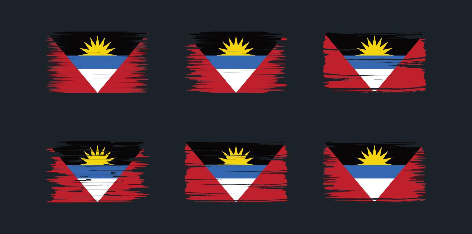 coleção de escova de bandeira de antígua e barbuda. bandeira nacional vetor