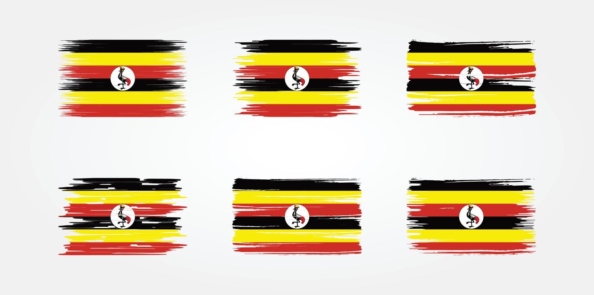 coleção de bandeira de uganda. bandeira nacional vetor
