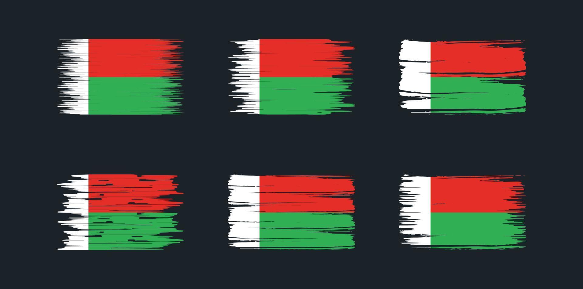 coleção de escova de bandeira de madagascar. bandeira nacional vetor