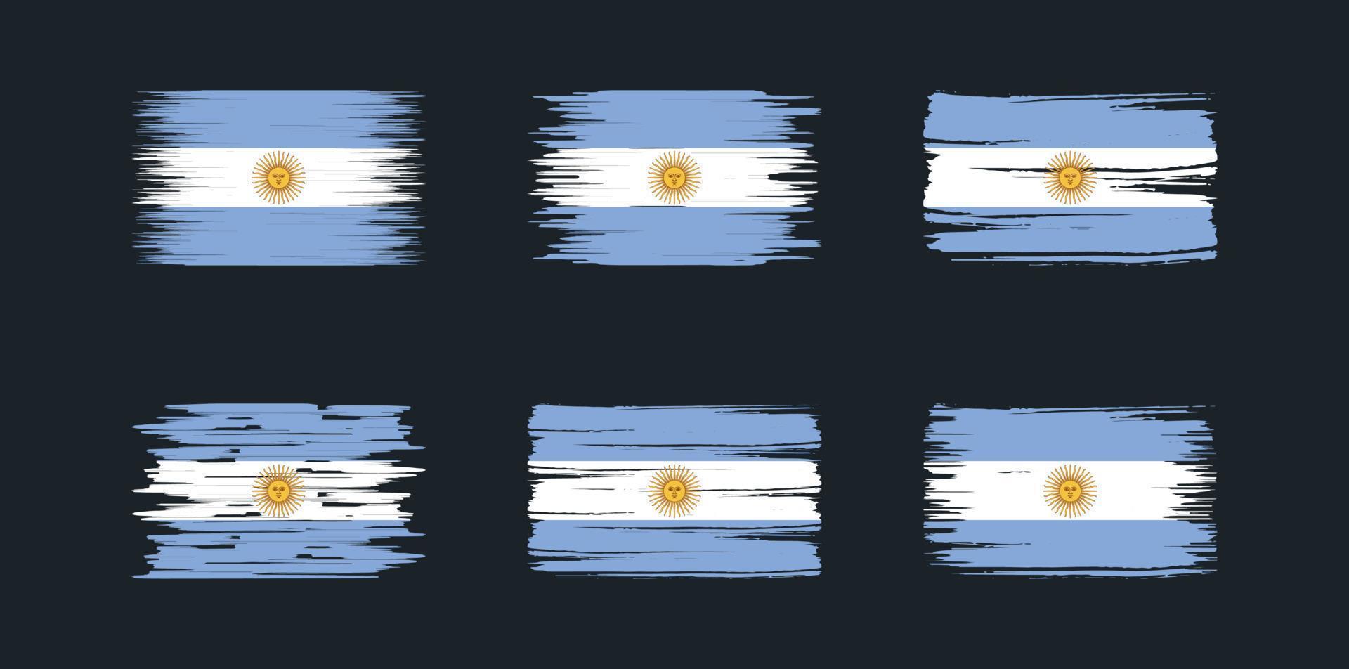 coleção de escova de bandeira argentina. bandeira nacional vetor