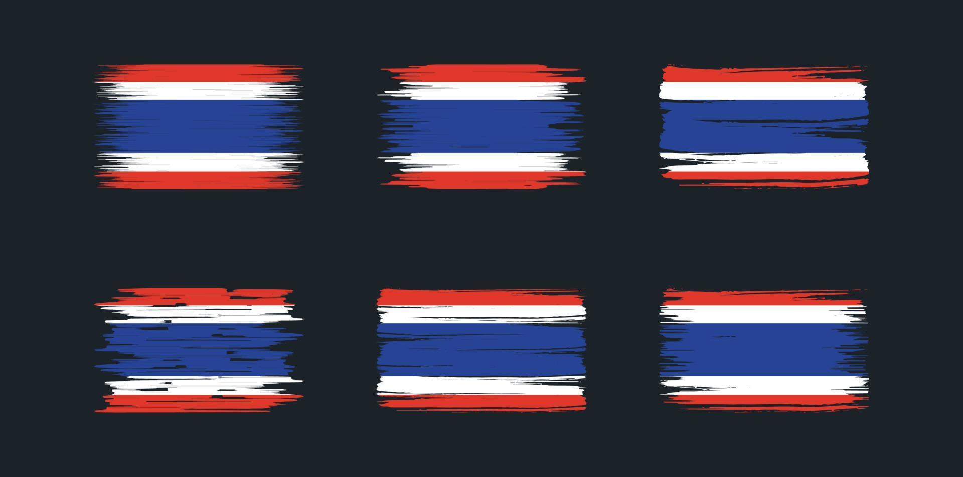 coleção de escova de bandeira da tailândia. bandeira nacional vetor