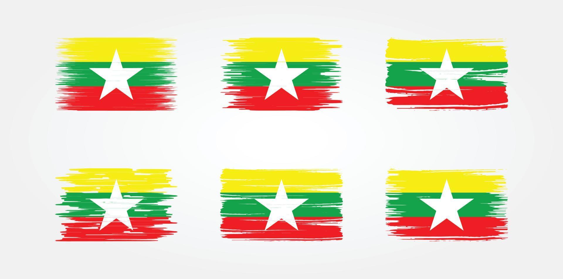 coleção de bandeiras de mianmar. bandeira nacional vetor
