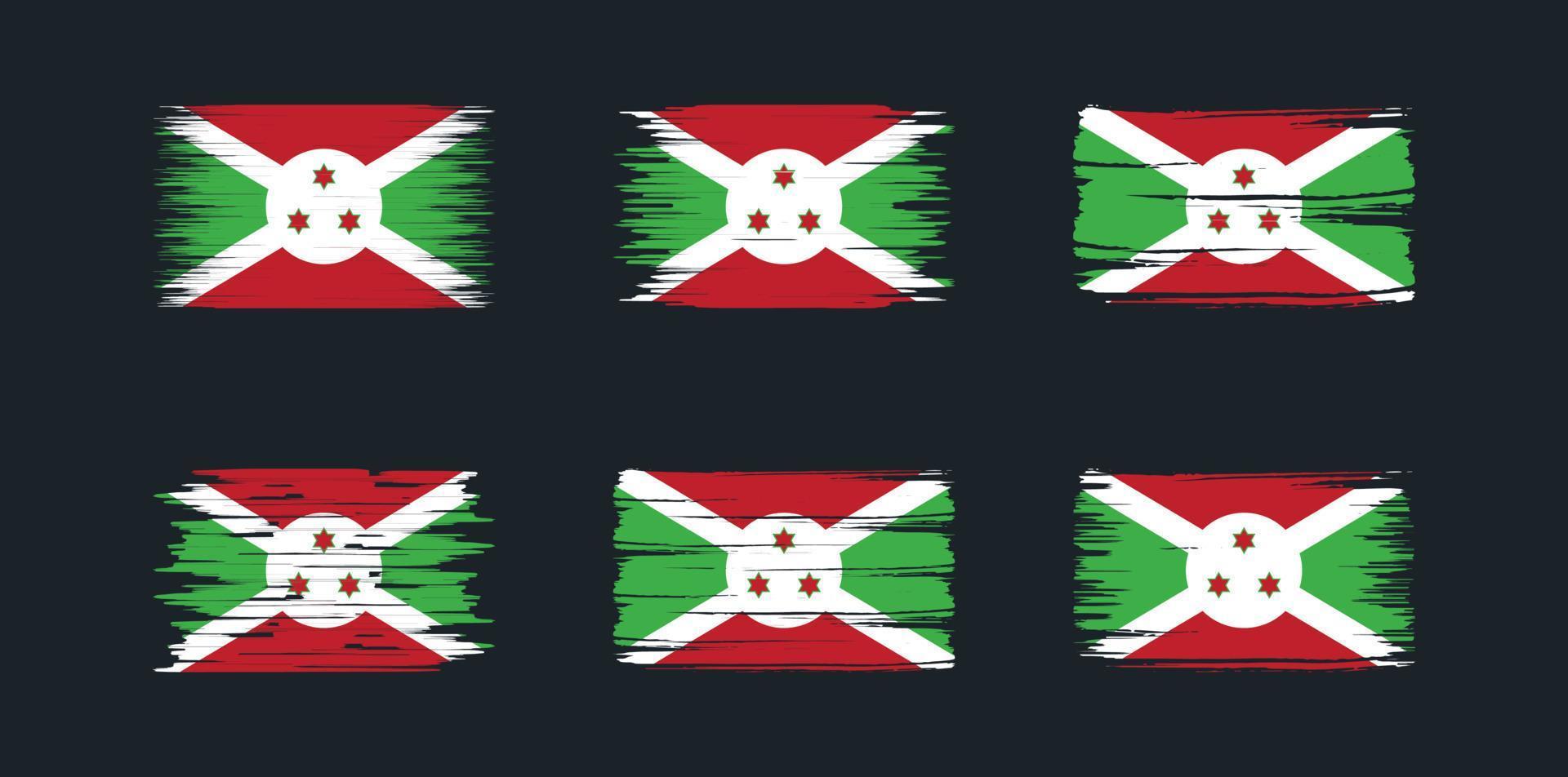 coleção de escova de bandeira do burundi. bandeira nacional vetor