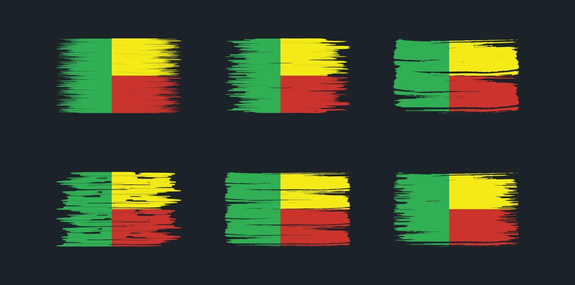 coleção de pincéis de bandeira do benin. bandeira nacional vetor