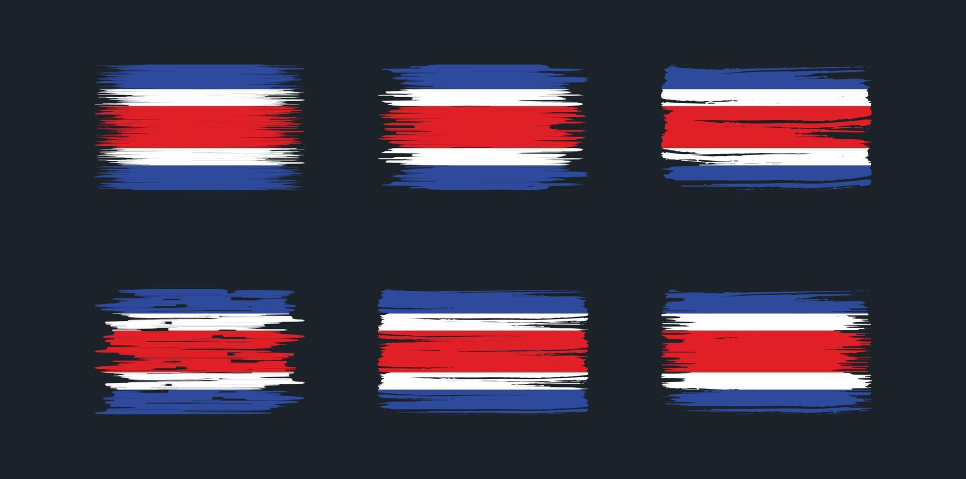 coleção de escova de bandeira da costa rica. bandeira nacional vetor