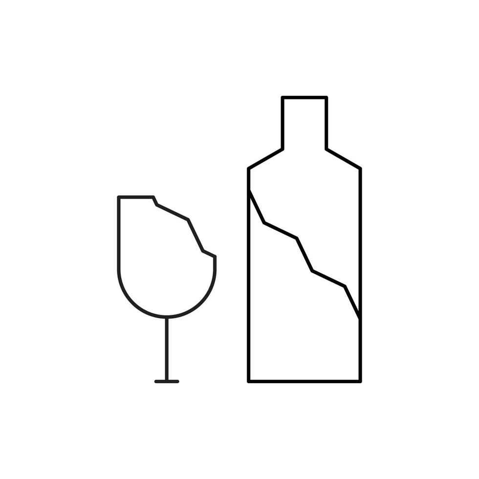 ícone de vidro e garrafa quebrado vetor