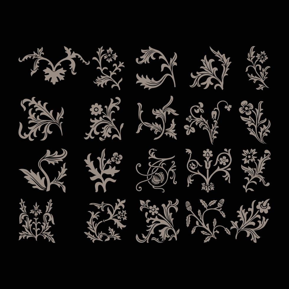 conjunto de modelo de design de ícone de logotipo de folhas e flores. vetor