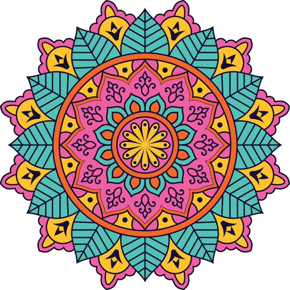 design de padrão colorido de mandala decorativa ornamental vetor