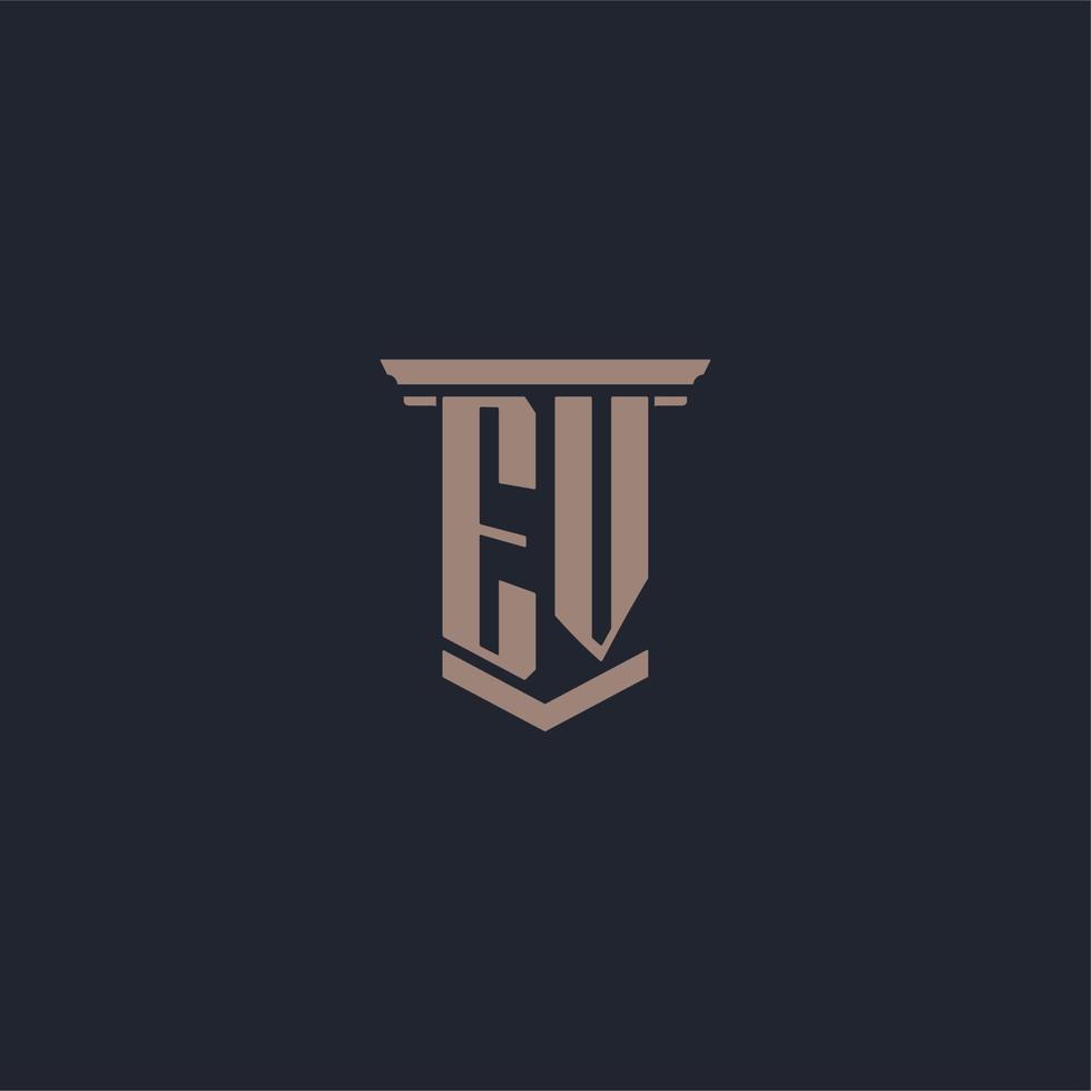 ev logotipo inicial do monograma com design de estilo pilar vetor