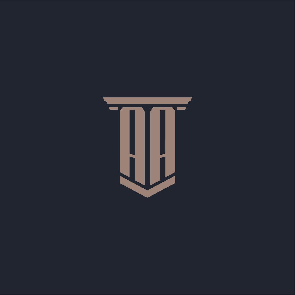 aa logotipo inicial do monograma com design de estilo pilar vetor