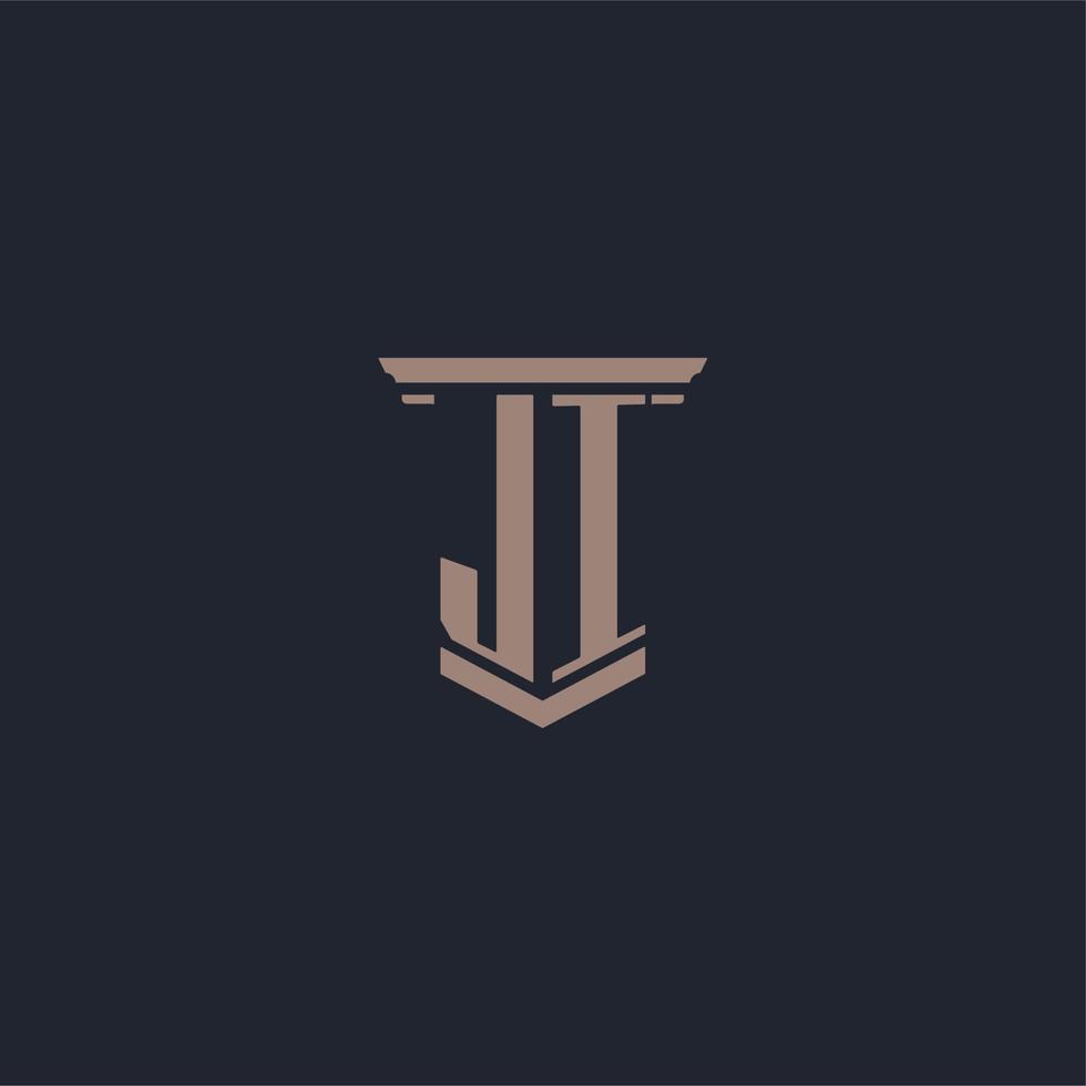 ji logotipo inicial do monograma com design de estilo pilar vetor