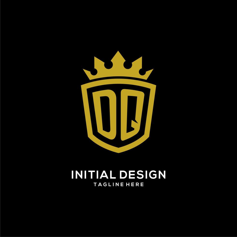 estilo de coroa de escudo de logotipo inicial dq, design de logotipo de monograma elegante de luxo vetor