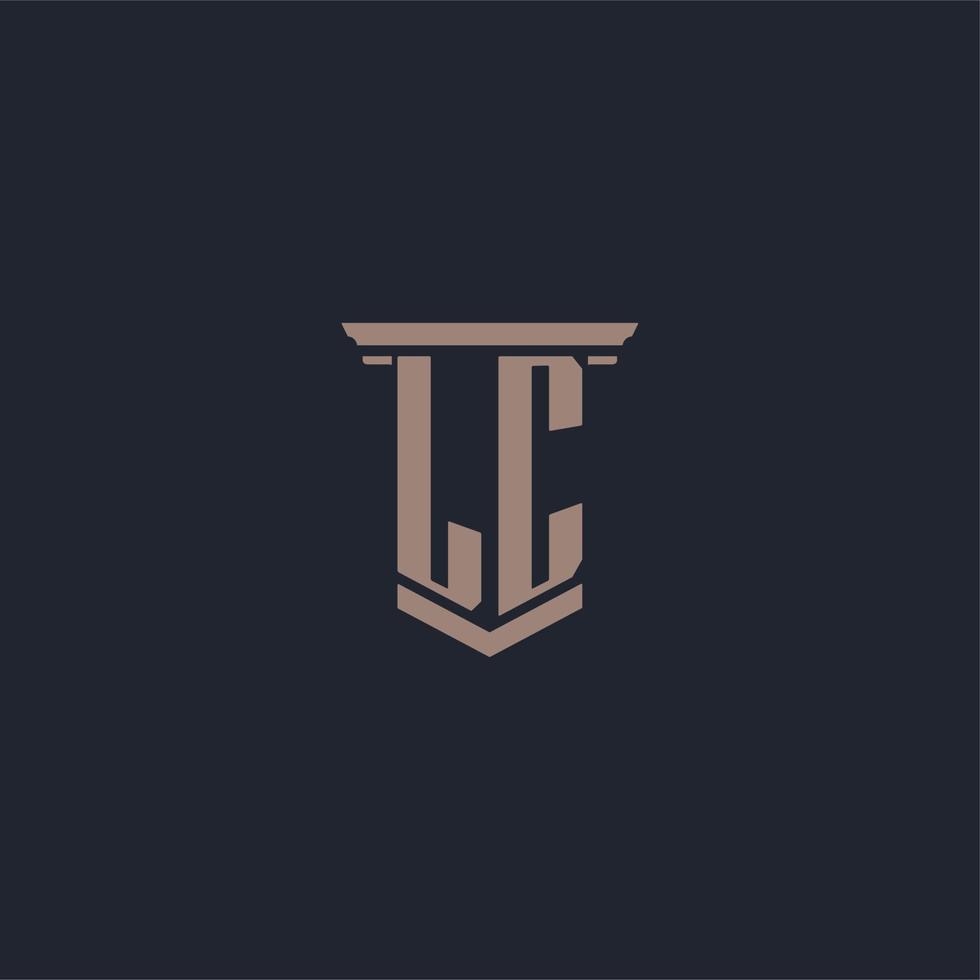 lc logotipo inicial do monograma com design de estilo pilar vetor