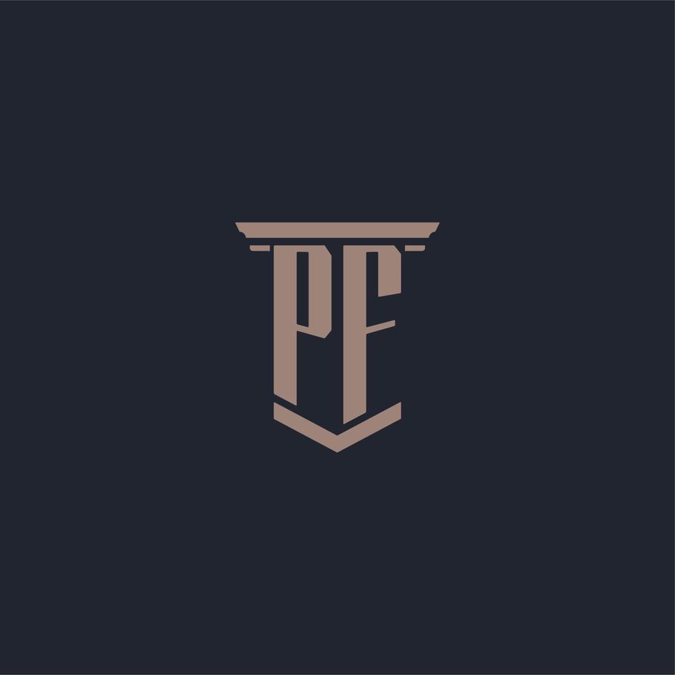 pf logotipo inicial do monograma com design de estilo pilar vetor