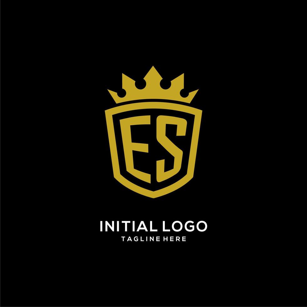 estilo de coroa de escudo de logotipo inicial es, design de logotipo de monograma elegante de luxo vetor