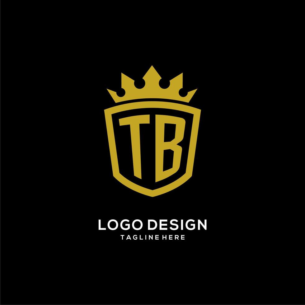 estilo de coroa de escudo de logotipo inicial tb, design de logotipo de monograma elegante de luxo vetor