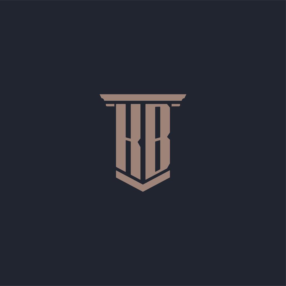 kb logotipo inicial do monograma com design de estilo pilar vetor