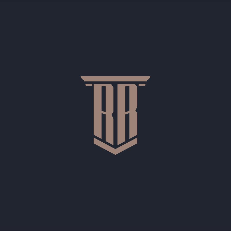 rr logotipo inicial do monograma com design de estilo pilar vetor