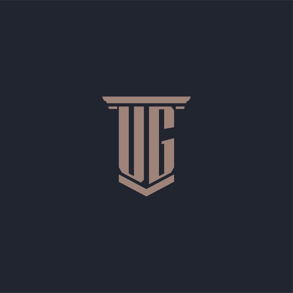 ug logotipo inicial do monograma com design de estilo pilar vetor