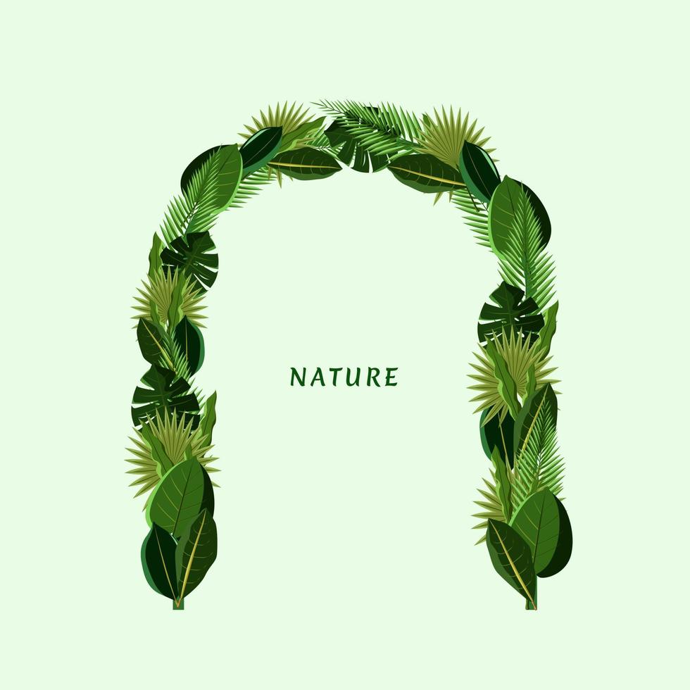 ilustração de decoração com tema natural de vários tipos de folhas vetor