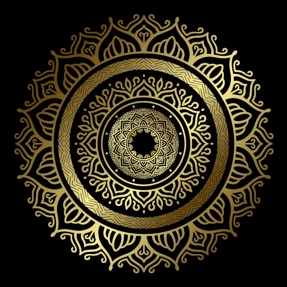 Fundo de desenho de mandala ornamental de luxo na cor ouro vetor