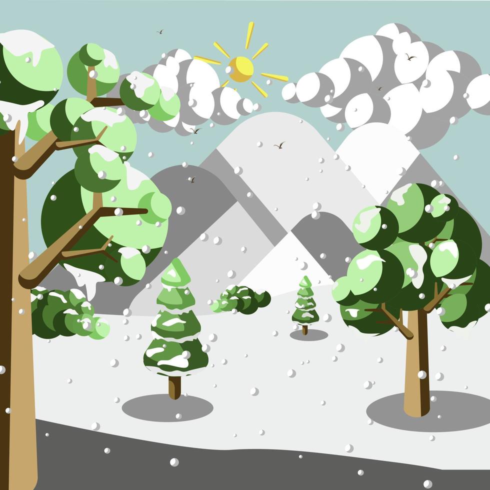 vetor de ilustração de inverno, ilustração de paisagem natural