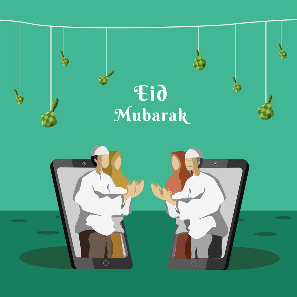 vetor, ilustração e comida eid mubarak com luzes islâmicas para mídia publicitária e projetos de design vetor