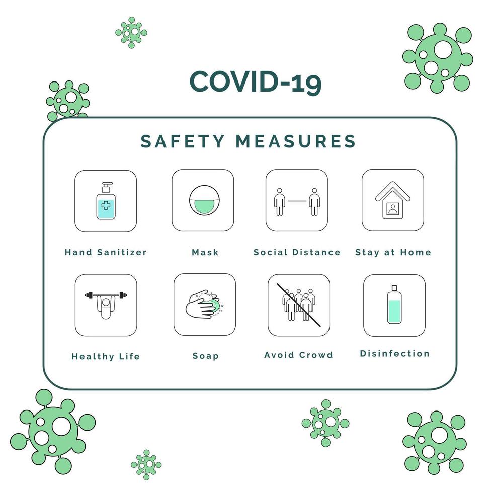 medidas de segurança de banner infográfico da corona vetor