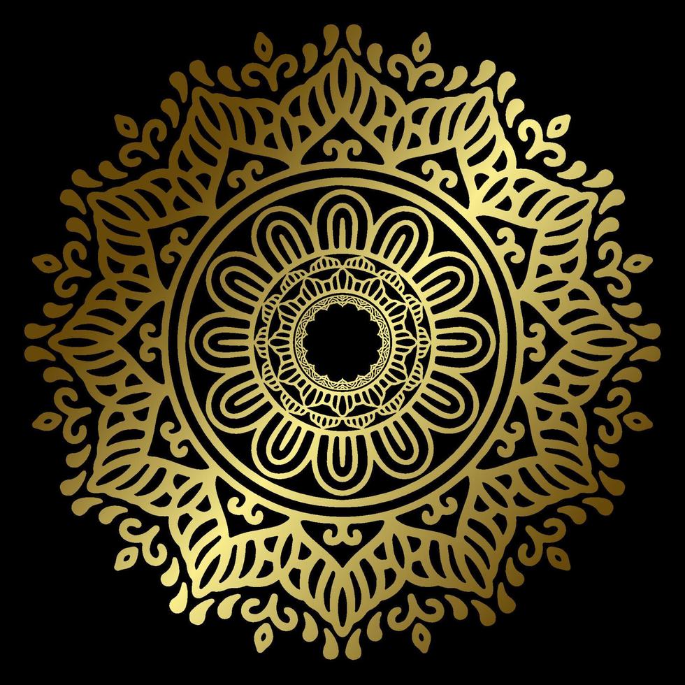 Fundo de desenho de mandala ornamental de luxo na cor ouro vetor