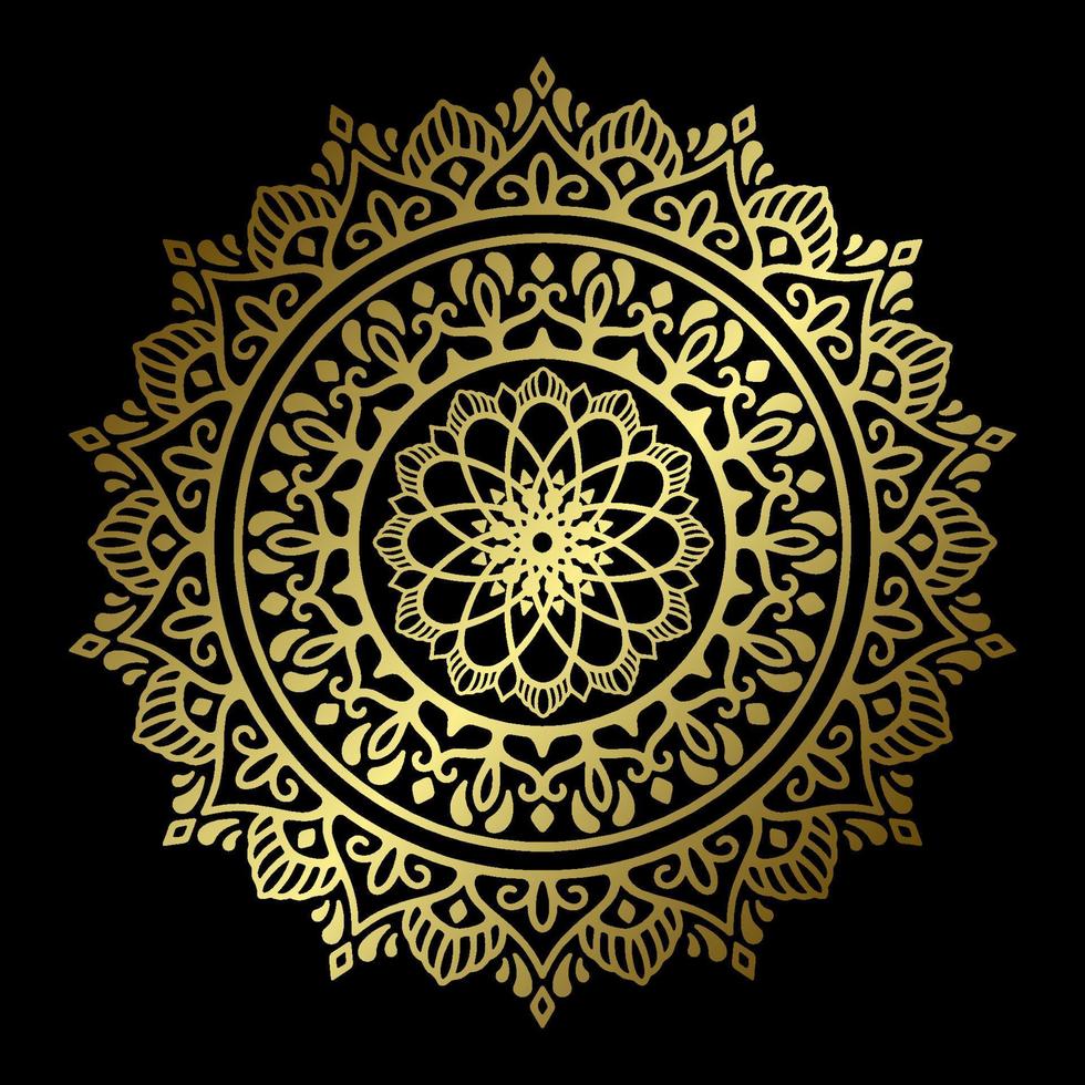 Fundo de desenho de mandala ornamental de luxo na cor ouro vetor