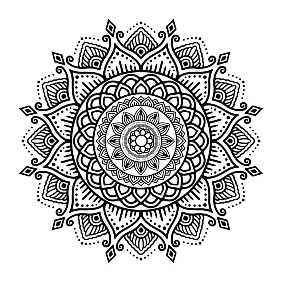 mandala preta para design. design de padrão circular mandala para henna, mehndi, tatuagem, decoração. ornamento decorativo em estilo étnico oriental. página do livro para colorir. vetor