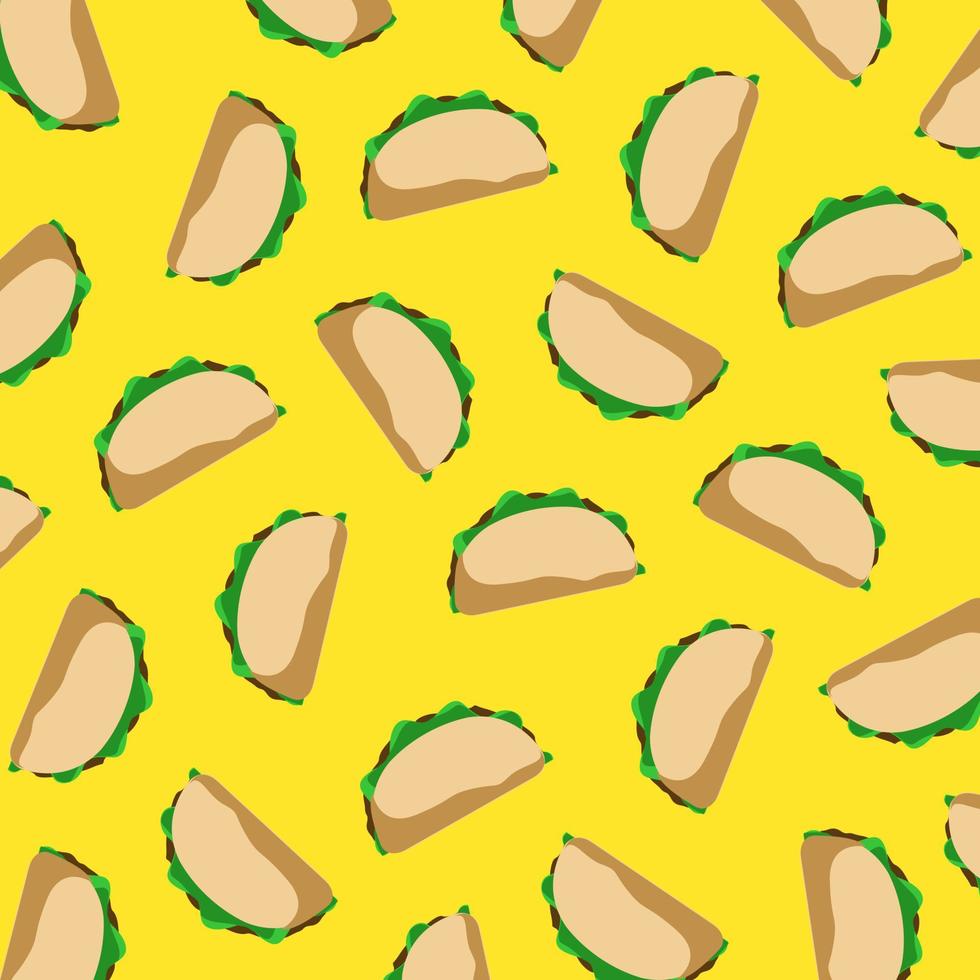 padrão de vetor de ilustração de comida de tacos