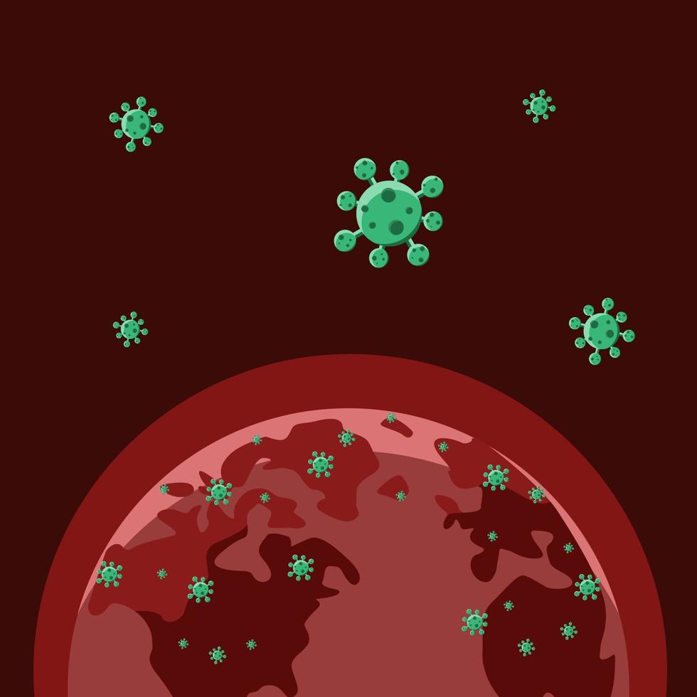 ilustração do vírus corona atacando a terra vetor
