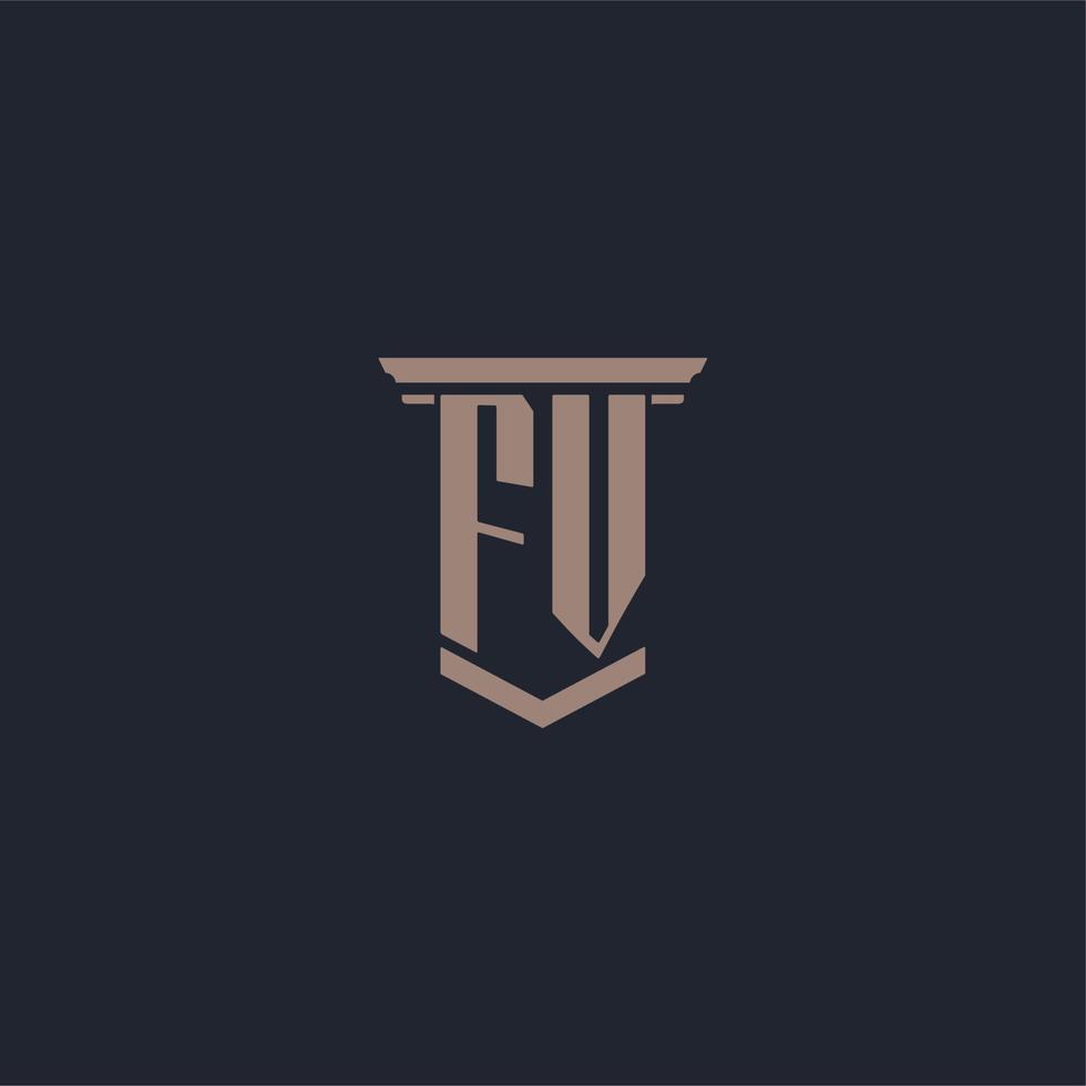 logotipo inicial do monograma fv com design de estilo pilar vetor