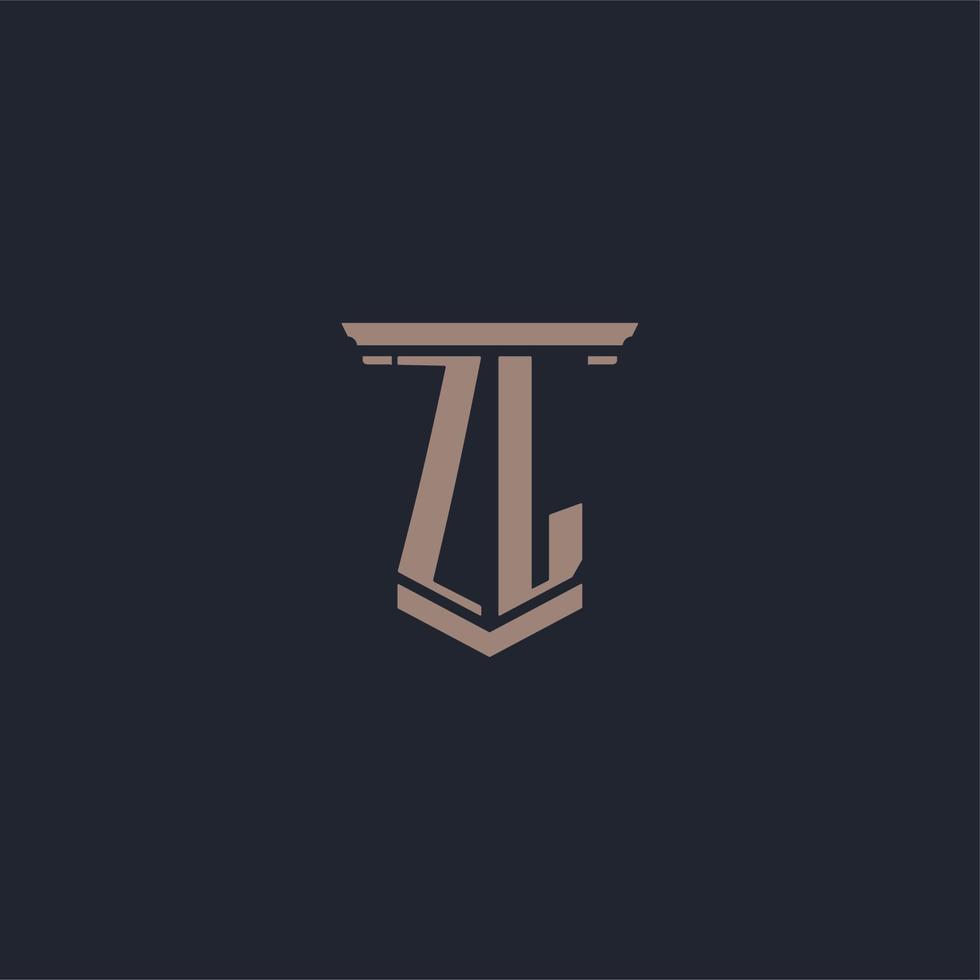 zl logotipo inicial do monograma com design de estilo pilar vetor