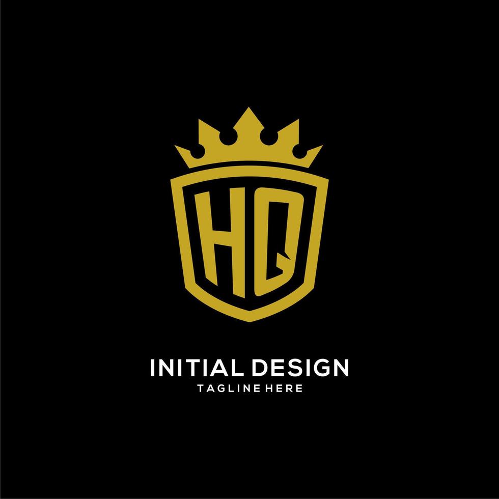 estilo de coroa de escudo de logotipo inicial hq, design de logotipo de monograma elegante de luxo vetor